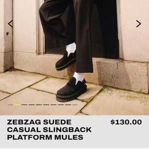 Dr. Marten Zebzag black suede slingback mule platform.